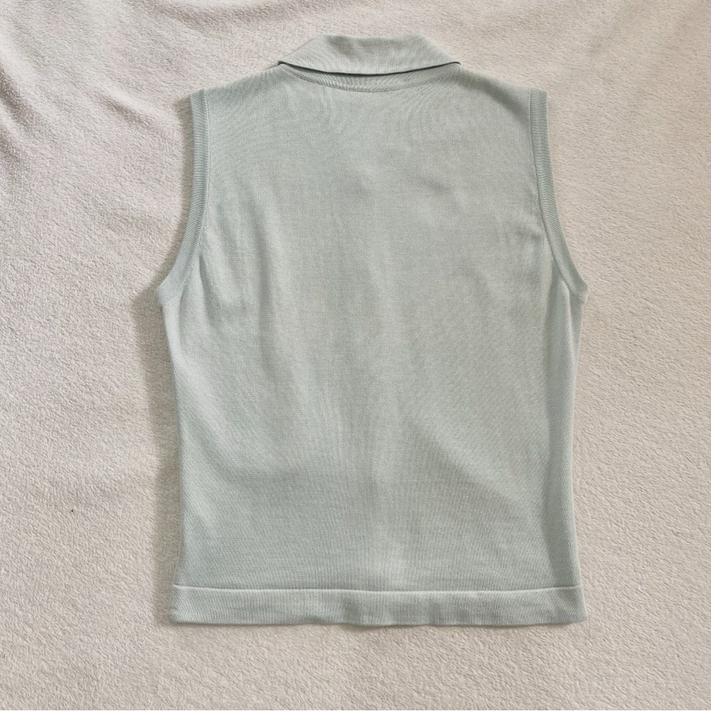 Chanel Boutique Vintage Knitted Vest In Duck Egg Blue Cc Buttons Size 34 View 3